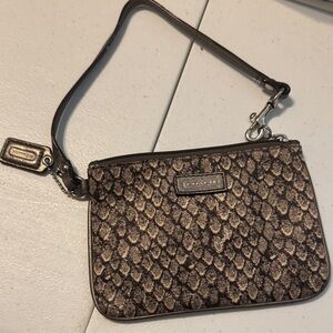Coach Brown Snake Pattern Wristlet